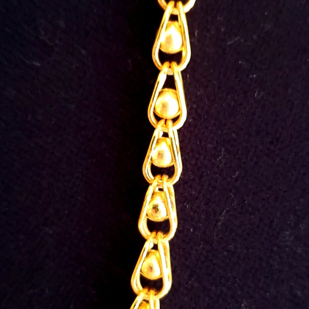 Monet Caged Ball Necklace Gold Link Chain Chunky Modernist Statement Vintage 80s
